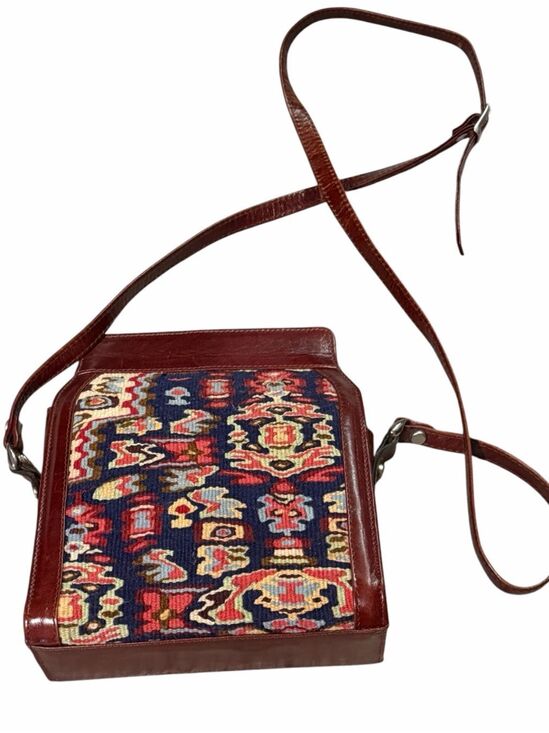 KILIM ART MODE TEHRAN Handbags - VINTAGE KILIM ART MODE TEHRAN Leather Crossbody Shoulder Bag Persian Rug Tapestr